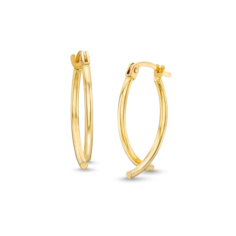 Wishbone Hoop Earrings in Hollow 10K Gold|Peoples Jewellers