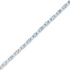 Thumbnail Image 1 of Oval Lab-Created Aquamarine and White Lab-Created Sapphire Alternating Line Bracelet in Sterling Silver - 7.25"