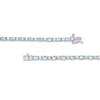 Thumbnail Image 3 of Oval Lab-Created Aquamarine and White Lab-Created Sapphire Alternating Line Bracelet in Sterling Silver - 7.25"