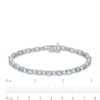 Thumbnail Image 4 of Oval Lab-Created Aquamarine and White Lab-Created Sapphire Alternating Line Bracelet in Sterling Silver - 7.25"
