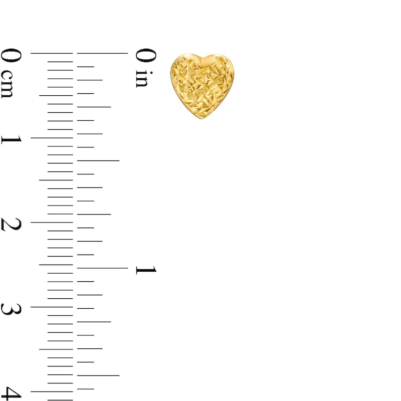 Main Image 3 of Diamond-Cut Heart Stud Earrings in Hollow 10K Gold
