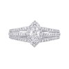 1.15 CT. T.W. Marquise Diamond Frame Split Shank Ring in 14K White Gold