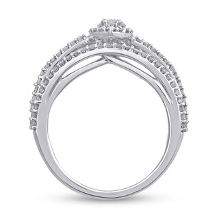 1.15 CT. T.W. Marquise Diamond Frame Split Shank Ring in 14K White Gold