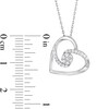 Thumbnail Image 3 of 0.12 CT. T.W. Multi-Diamond Bypass Ribbon Tilted Heart Pendant in Sterling Silver