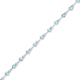 Pear-Shaped Aquamarine Alternating Line Bracelet in 10K White Gold - 7.5"