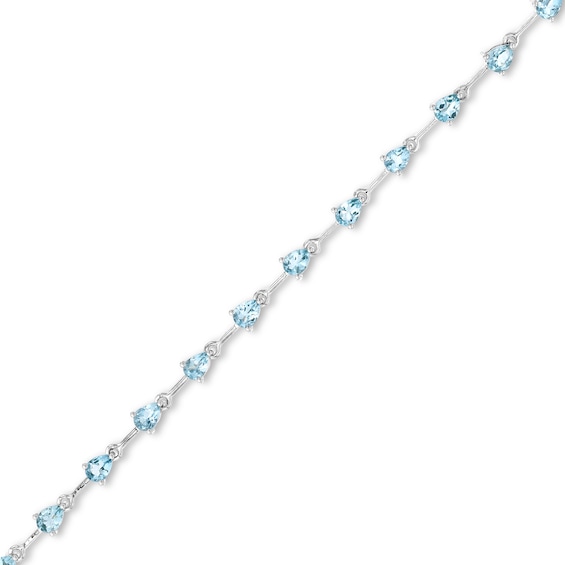Pear-Shaped Aquamarine Alternating Line Bracelet in 10K White Gold - 7.5"
