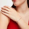 Thumbnail Image 2 of Pear-Shaped Aquamarine Alternating Line Bracelet in 10K White Gold - 7.5"