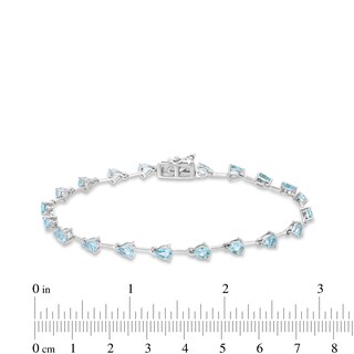 Pear-Shaped Aquamarine Alternating Line Bracelet in 10K White Gold - 7.5"