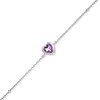 Thumbnail Image 1 of 6.0mm Heart-Shaped Amethyst Solitaire Chain Bracelet in Sterling Silver - 7.5"