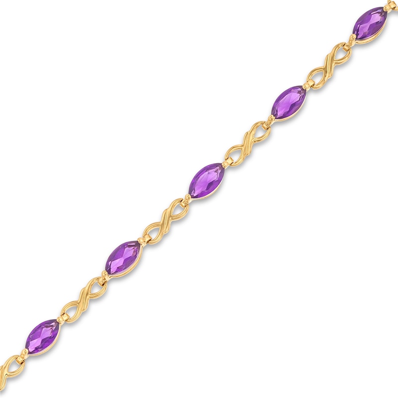 Marquise Amethyst Alternating Infinity Line Bracelet in 10K Gold - 7.25"