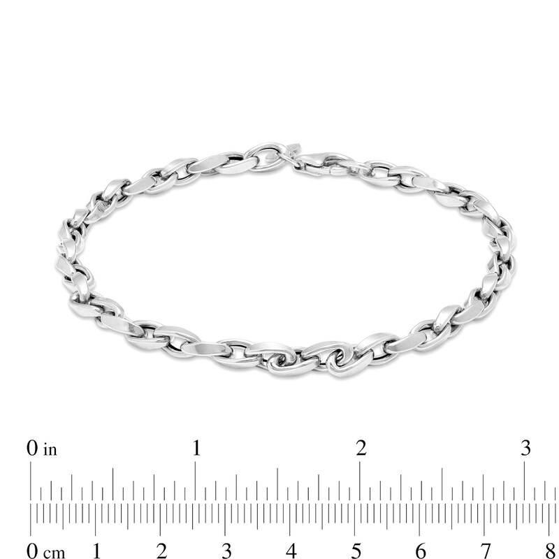 Italian Gold Twist Link Bracelet in Hollow 18K White Gold - 7.25"