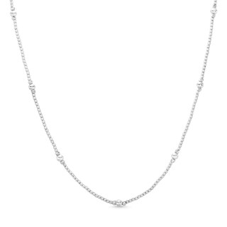 Diamond-Cut Brilliance Beads Alternating Necklace in Hollow 18K White Gold - 16"