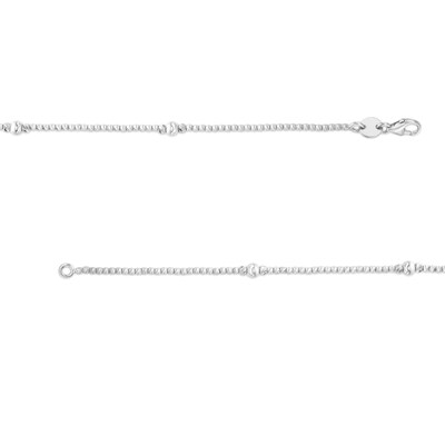 Diamond-Cut Brilliance Beads Alternating Necklace in Hollow 18K White Gold - 16"