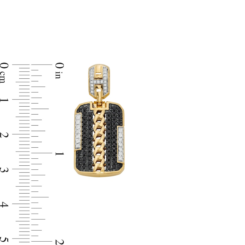 Main Image 2 of 0.70 CT. T.W. Black and White Diamond Curb Chain Centre Rectangle Necklace Charm in 10K Gold