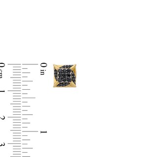 0.30 CT. T.W. Square Black Multi-Diamond Swirl Frame Stud Earrings in 10K Gold