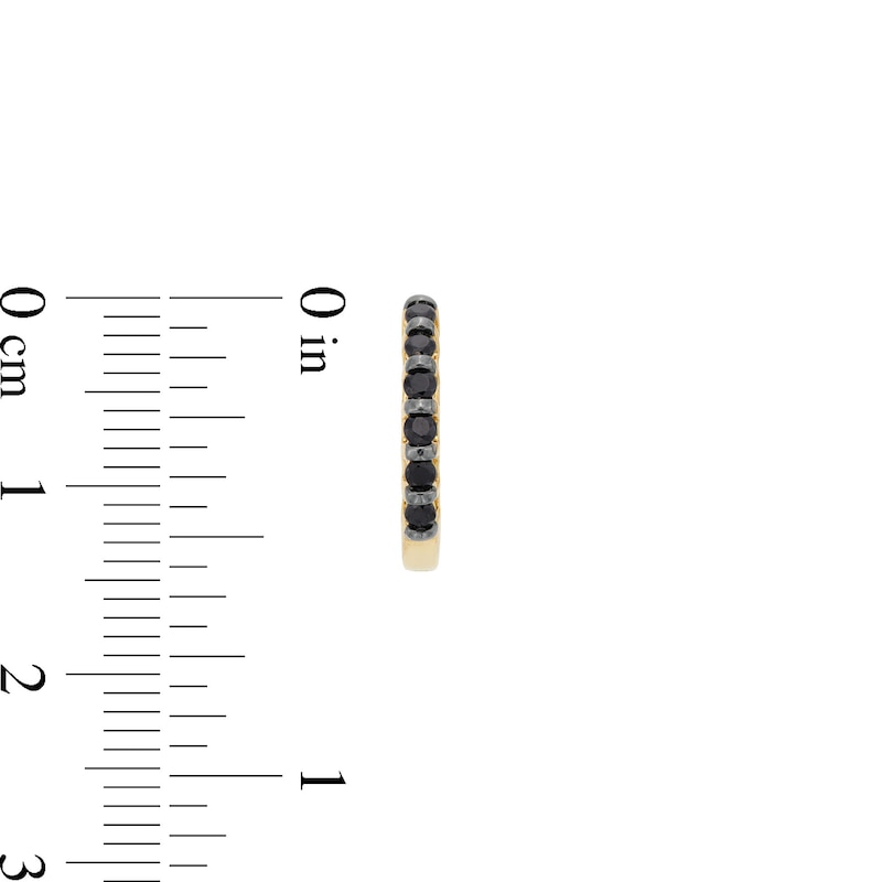 Main Image 3 of 0.30 CT. T.W. Black Diamond Channel-Set Huggie Hoop Earrings in 10K Gold