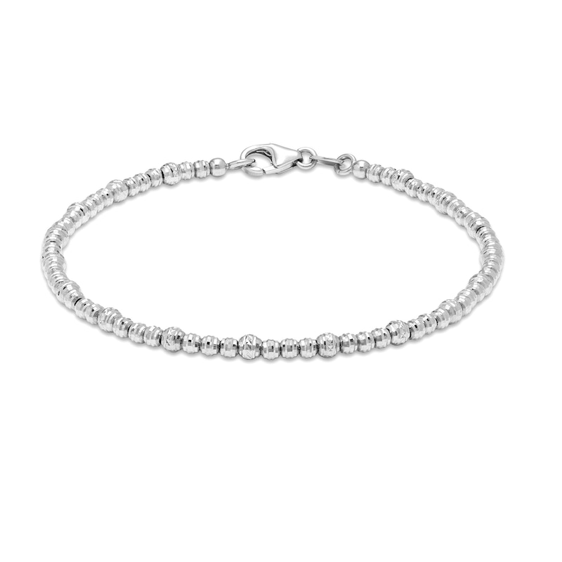 Diamond-Cut Brilliance Beads Alternating Bracelet in Hollow 18K White Gold - 7"|Peoples Jewellers