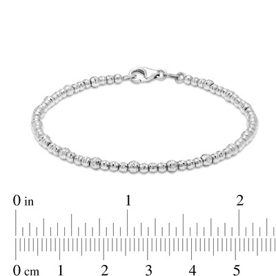 Diamond-Cut Brilliance Beads Alternating Bracelet in Hollow 18K White Gold - 7"