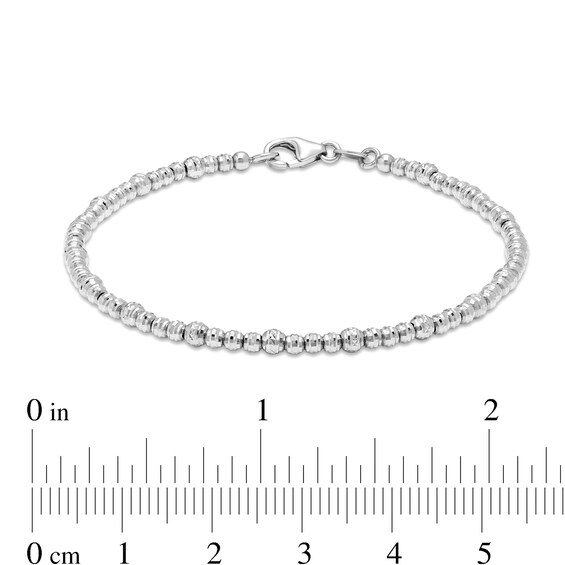 Diamond-Cut Brilliance Beads Alternating Bracelet in Hollow 18K White Gold - 7"
