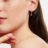 Thumbnail Image 2 of 4.0mm Princess-Cut Amethyst and White Lab-Created Sapphire Drop Earrings in Sterling Silver