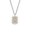 Thumbnail Image 1 of Dragon Heart Octagon Dog Pendant in Stainless Steel and Yellow Ion Plate - 24"
