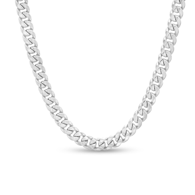 5.25mm Cuban Curb Chain Necklace in Hollow 10K White Gold