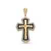 Thumbnail Image 0 of 1.00 CT. T.W. Black and White Diamond Frame Flared Crucifix Necklace Charm in 10K Gold