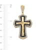 Thumbnail Image 1 of 1.00 CT. T.W. Black and White Diamond Frame Flared Crucifix Necklace Charm in 10K Gold