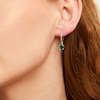 Thumbnail Image 2 of Oval Lab-Created Emerald and White Lab-Created Sapphire Drop Earrings in Sterling Silver