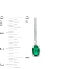Thumbnail Image 3 of Oval Lab-Created Emerald and White Lab-Created Sapphire Drop Earrings in Sterling Silver