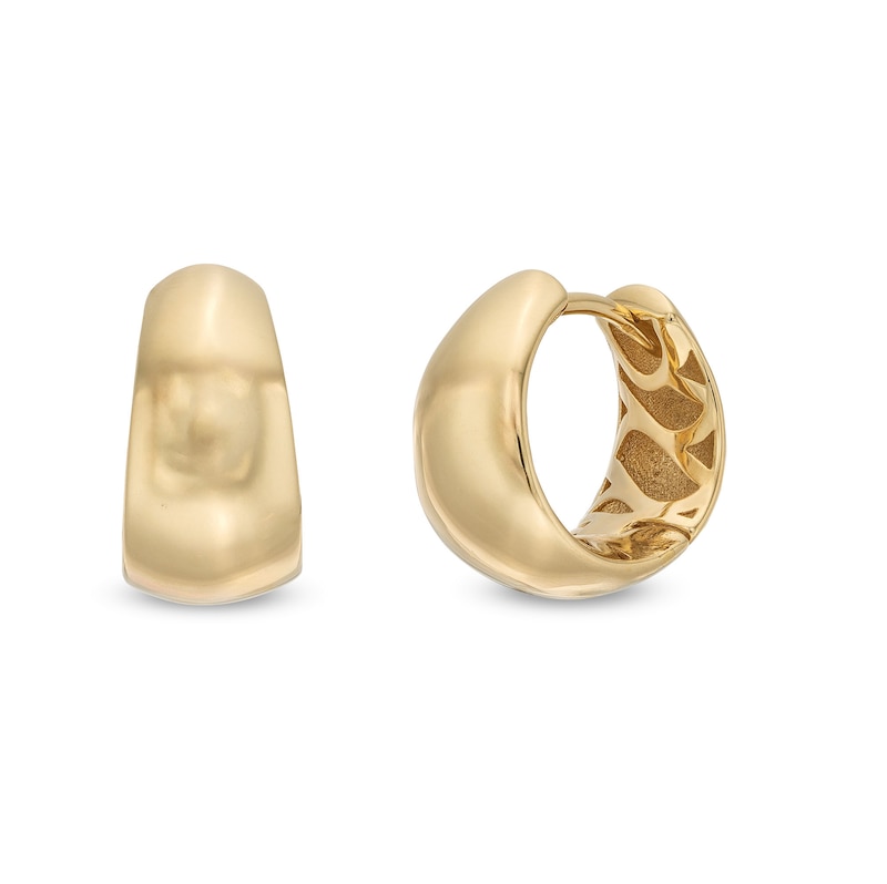 Italian Gold Huggie Hoop Earrings Hollow 18K Gold|Peoples Jewellers