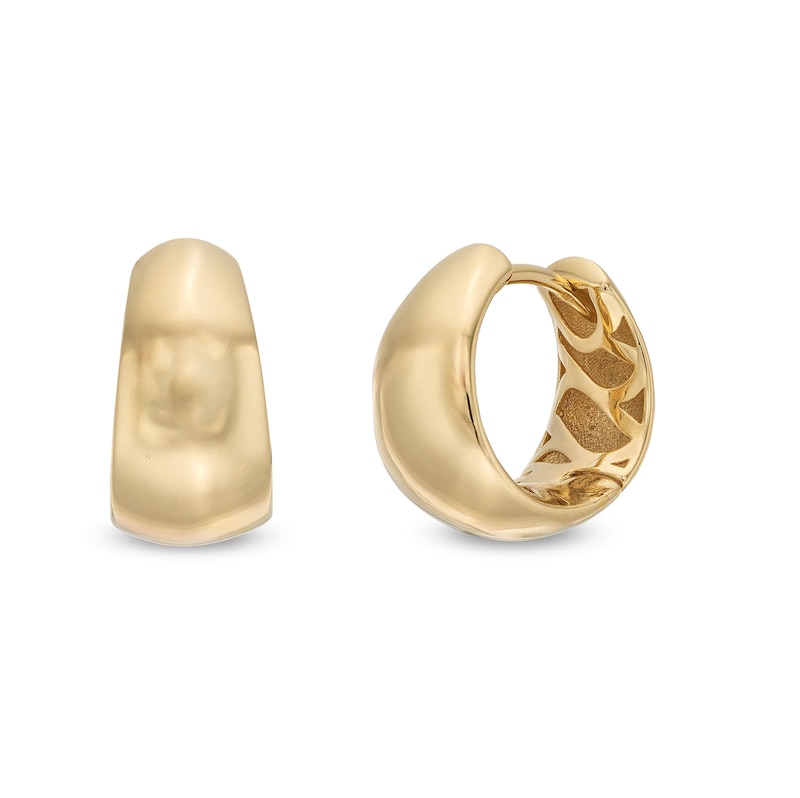 Huggie Hoop Earrings Hollow 18K Gold