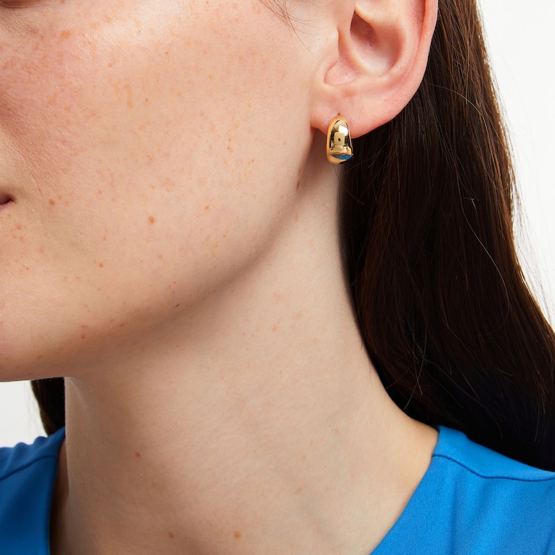 Main Image 2 of Huggie Hoop Earrings Hollow 18K Gold