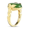 Thumbnail Image 2 of Oval Jade Leaf-Sides Ring in 14K Gold