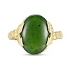 Thumbnail Image 3 of Oval Jade Leaf-Sides Ring in 14K Gold