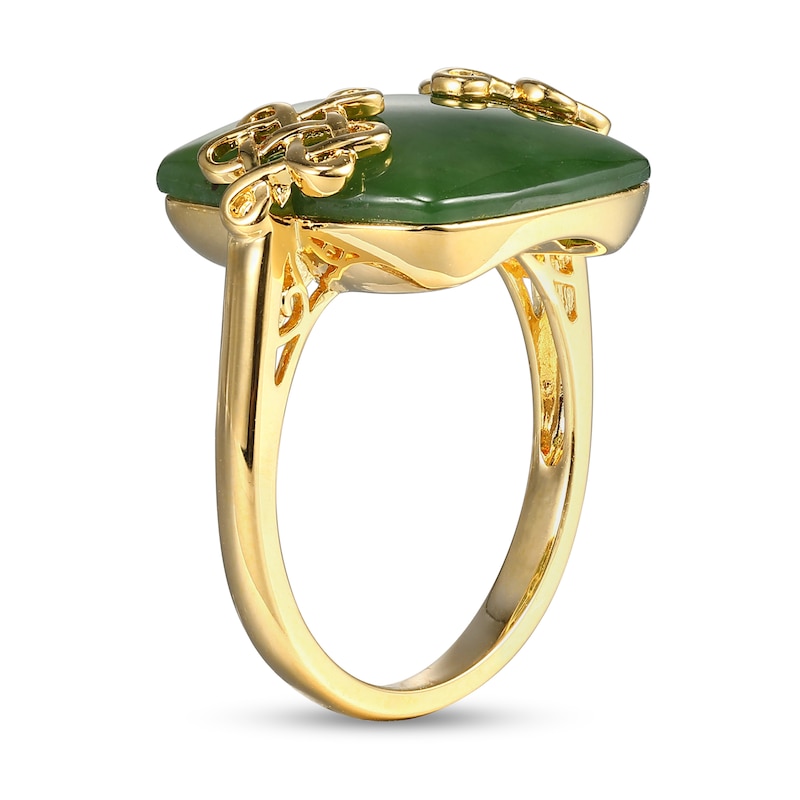 Main Image 2 of 15.0mm Cushion Jade Lucky Knot Ring in 18K Gold