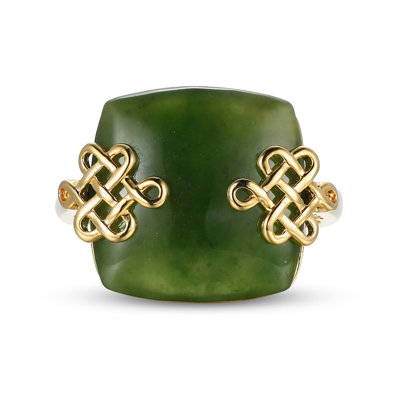 Main Image 3 of 15.0mm Cushion Jade Lucky Knot Ring in 18K Gold