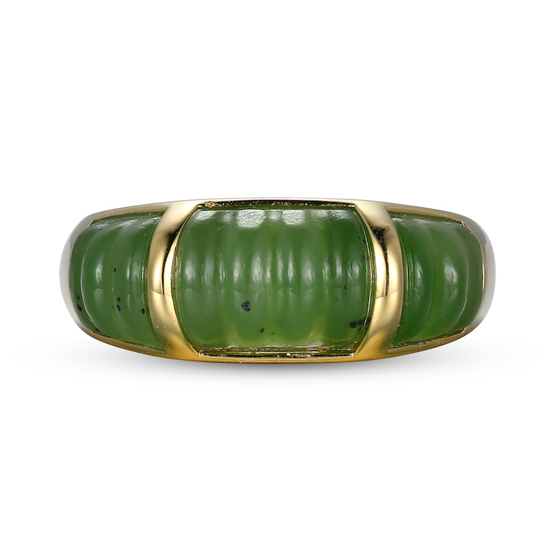 Main Image 3 of Jade Ribbed Three Stone Ring in 14K Gold