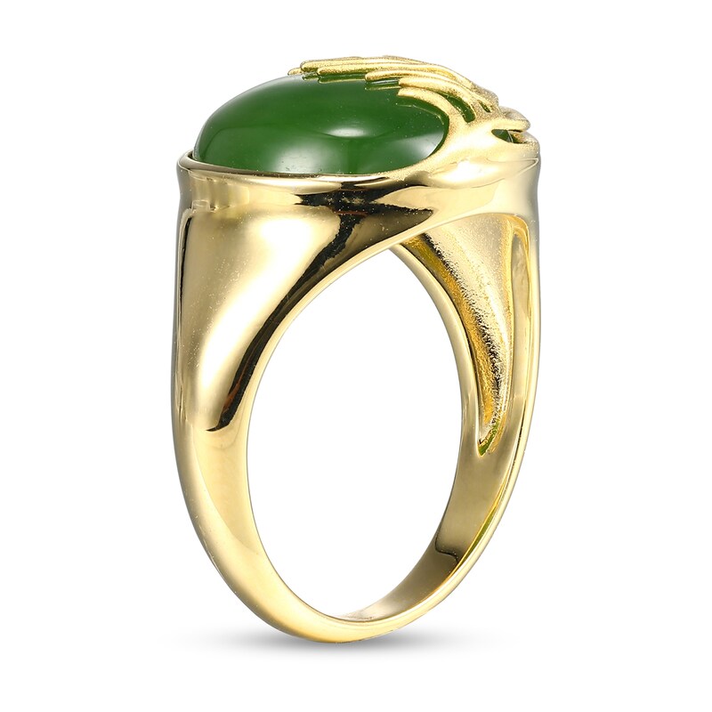 14.0mm Jade Feather Overlay Ring in 14K Gold