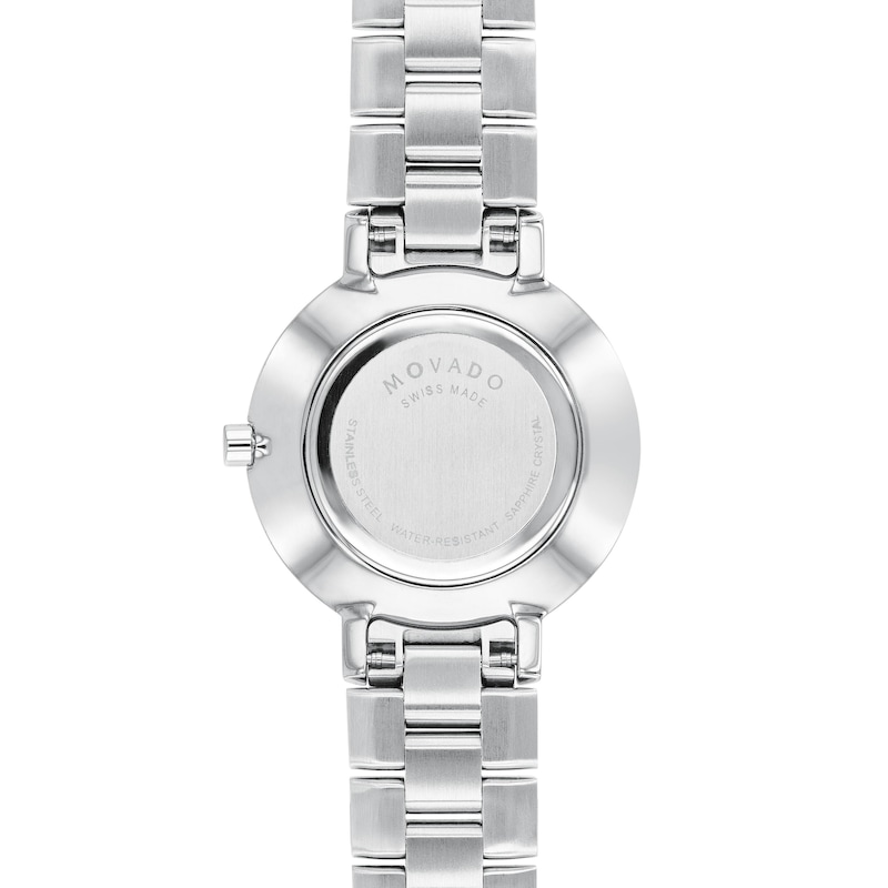 Main Image 3 of Ladies' Movado Faceto 0.04 CT. T.W. Diamond Watch with Black Dial (Model: 0607866)