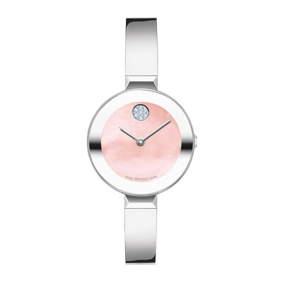 Ladies' Movado Bold® Crystal Accent Bangle Watch with Pink Mother-of Pearl Dial (Model: 3601178)