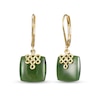 Thumbnail Image 1 of 12.0mm Cushion Jade Lucky Knot Drop Earrings in 18K Gold