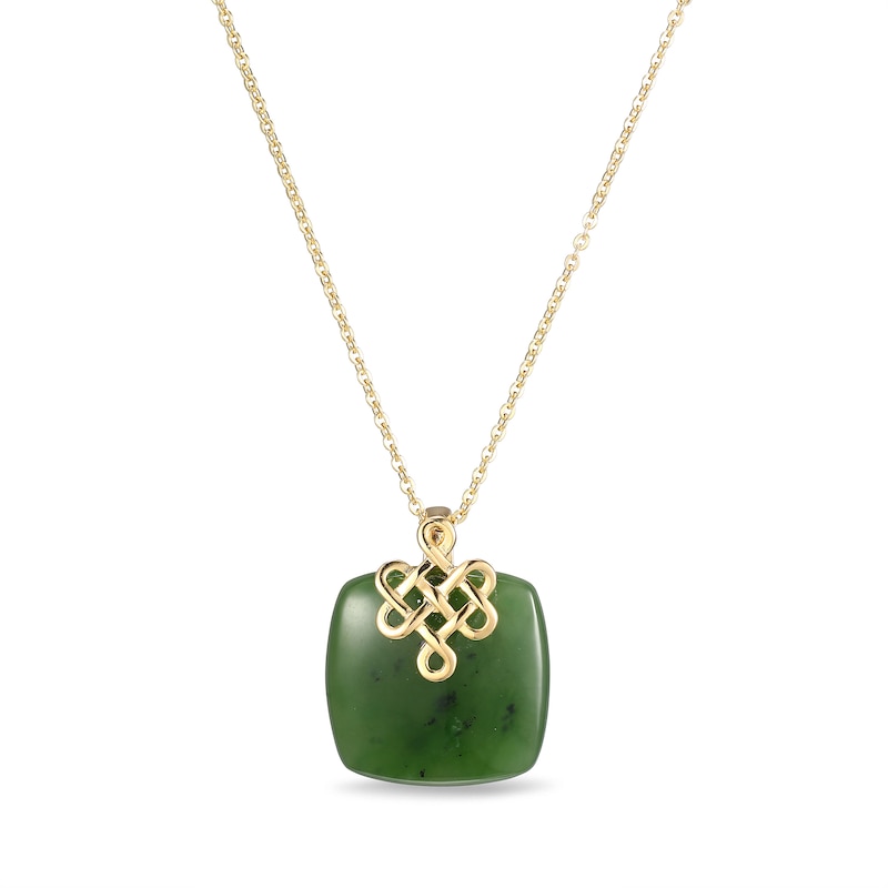 Main Image 1 of 18.0mm Cushion Jade Lucky Knot Pendant in 18K Gold