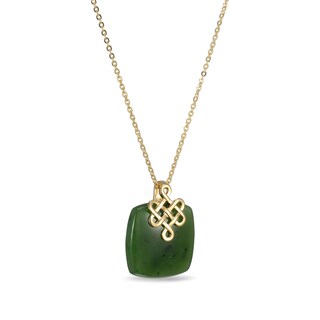 18.0mm Cushion Jade Lucky Knot Pendant in 18K Gold