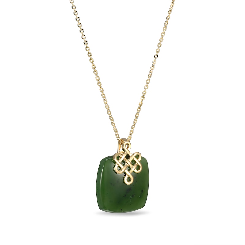 Main Image 2 of 18.0mm Cushion Jade Lucky Knot Pendant in 18K Gold