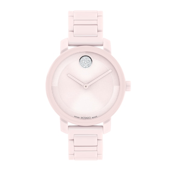Ladies' Movado Bold® Evolution Pink Ceramic Watch with Crystal Accents (Model: 3601234)