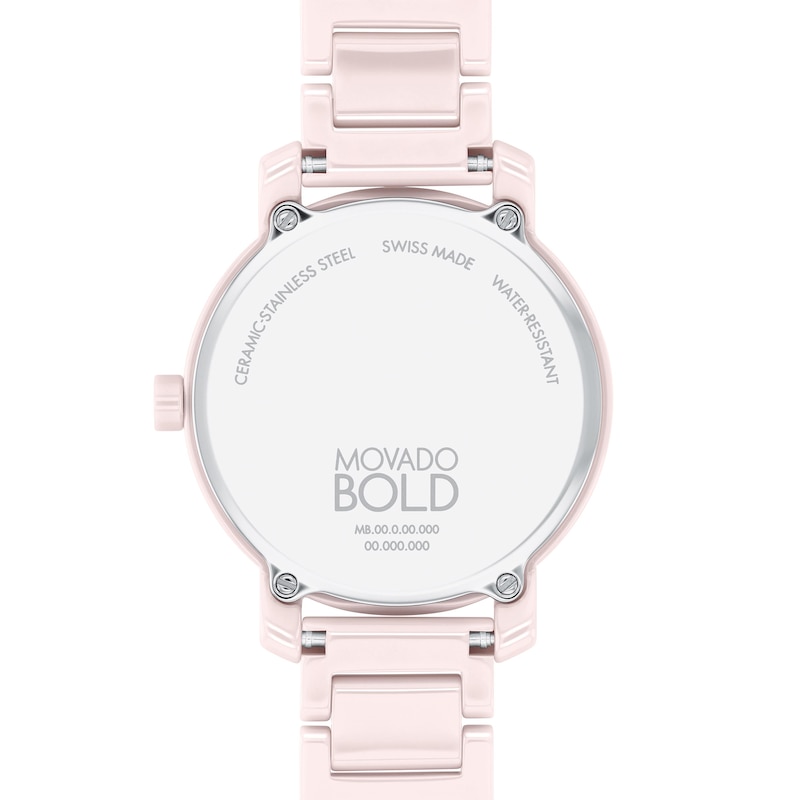 Main Image 3 of Ladies' Movado Bold® Evolution Pink Ceramic Watch with Crystal Accents (Model: 3601234)