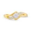 Thumbnail Image 3 of 0.10 CT. T.W. Tilted Princess-Shaped Multi-Diamond Bypass Shank Promise Ring in 10K Gold