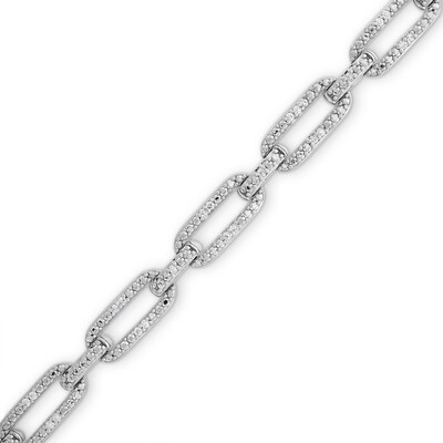 0.20 CT. T.W. Diamond Paper Clip Chain Bracelet in Sterling Silver