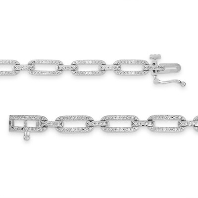 0.20 CT. T.W. Diamond Paper Clip Chain Bracelet in Sterling Silver